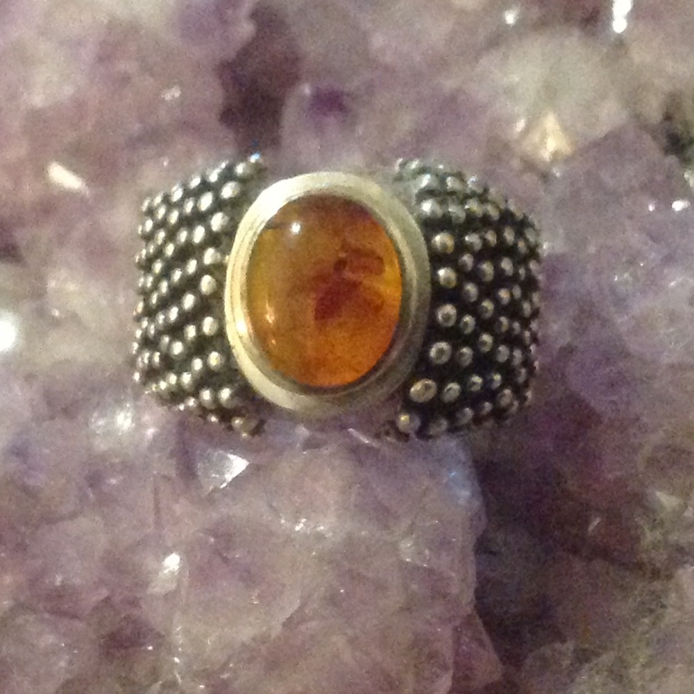 Vintage Silpada Sterling silver and Amber women's ring size 7